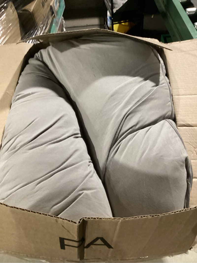 Condition photo showing Good Condition for Momcozy Pregnancy Pillows for Sleeping, U Shaped Full Body Pillow for Pregnancy Women with Removable Jersey Cotton Cover, 57 Inch Maternity Pillow, Grey Jersey Knit Cotton- Gray