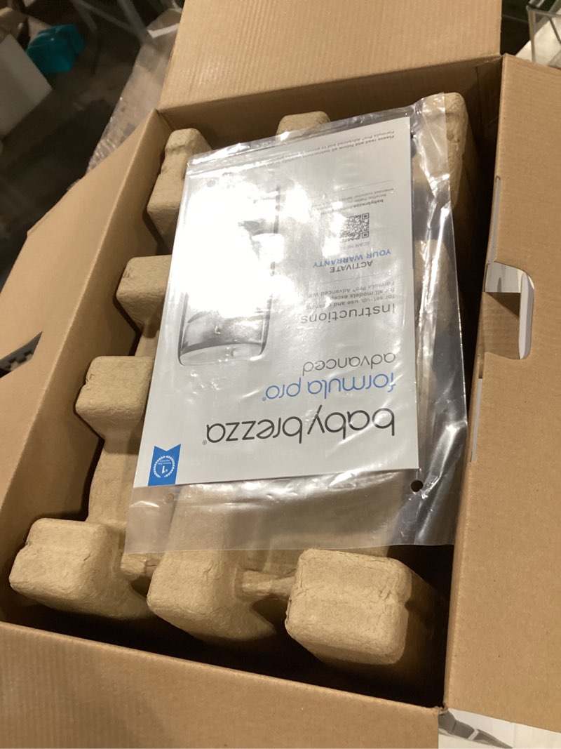 Condition photo showing New/Like New for baby brezza new and improved formula pro advanced formula dispenser machine - automatically mix a warm formula bottle instantly - easily make bottle with automatic powder blending, white formula pro advanced dispenser