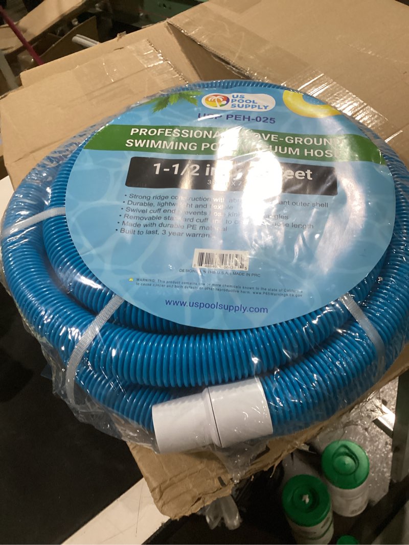 Condition photo showing New/Like New for u.s. pool supply 1-1/2" x 25 foot professional above ground swimming pool vacuum hose with swivel cuff - removable cuff, cut to fit - compatible with filter pumps, filtration systems, chlorinators
