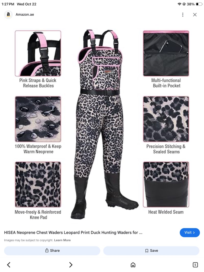 HISEA Women's Chest Waders Leopard Duck Hunting Waders for Women