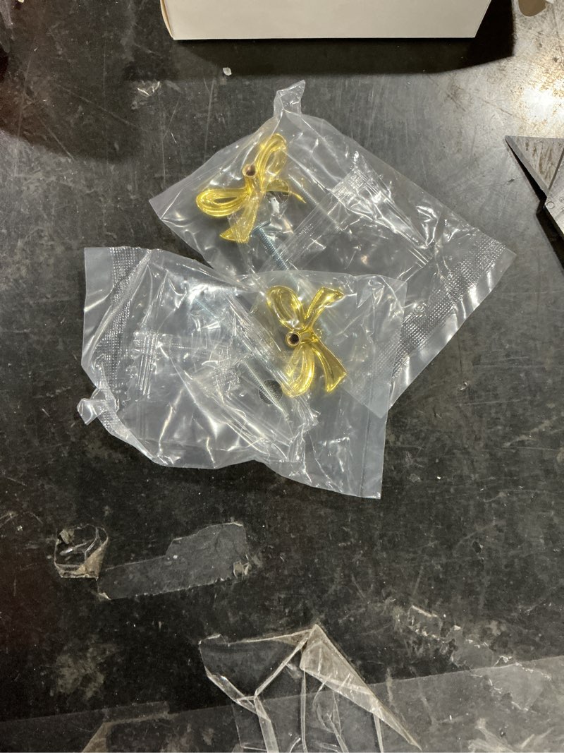 Condition photo showing Good Condition for gold bow drawer knobs brass bow knobs for dresser decorative brass drawer pulls vintage cabinet handles for home bedroom kitchen cabinets hardware cupboard(small size,gold,8 pcs) small size gold 8