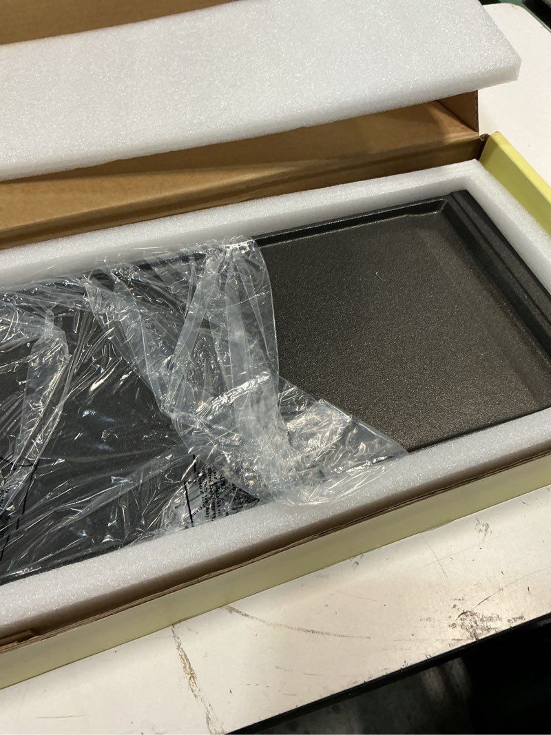 Condition photo showing New/Like New for upgraded wb31x24738 cast iron griddle replacement for ge appliance stove range cooktop, nitrided non-stick coating, wb31x49806 gas stove top center part for ge, 19.5"×9" integrated griddle plate