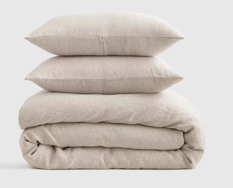 quince 100% linen full/queen duvet set natural chambray