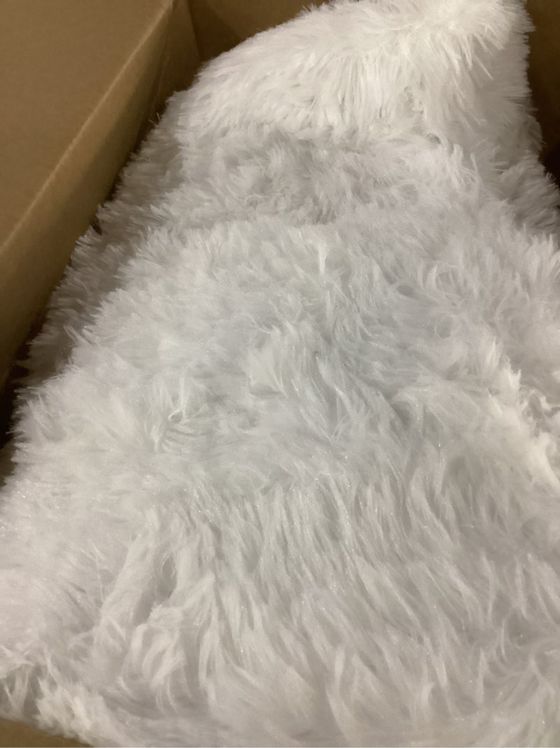 Andency White Soft Area Rugs for Living Room Bedroom, 5x8 Fluffy Shaggy Bedside Rug, Non-Slip Large 