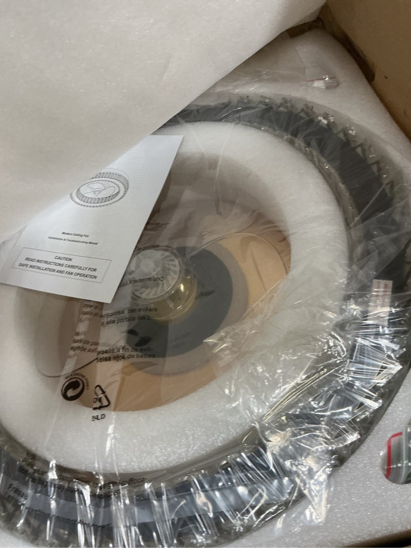 Condition photo showing New/Like New for frixchur flush mount ceiling fan with light, low profile ceiling fans with remote control, dimmable crystal chandeliers fans 6 speeds led smart modern ceiling fan for bedroom living room (gold)