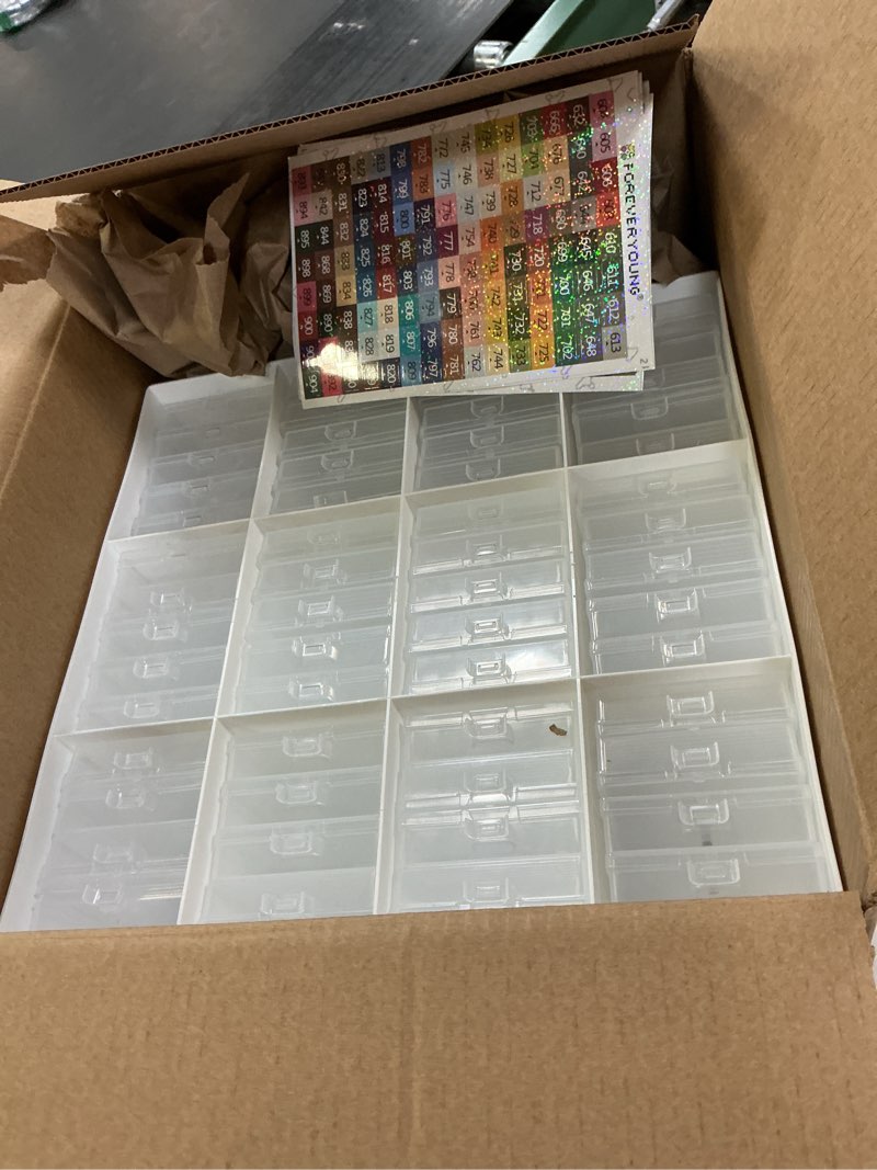 Condition photo showing Good Condition for 60pcs diamond art storage containers trays ? stand, diamond painting accessories diamond painting trays with lids, 2-in-1 diamond art tray and beads storage, beads gem art tools storage rack 60pcs+rack