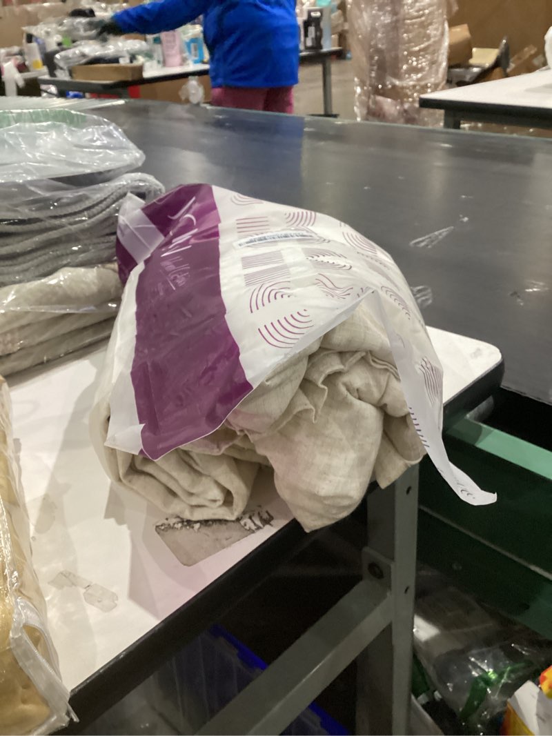 Condition photo showing As Is for jinchan Linen Blend Curtains for Living Room 84 Inch Length 2 Panels Curtains for Sliding Glass Doors, Farmhouse 50 Inch Wide Drapes with Rod Pocket Back Tab (50W x 84L, Ecru) 50"W x 84"L (Pack of 2) Lined Ecru