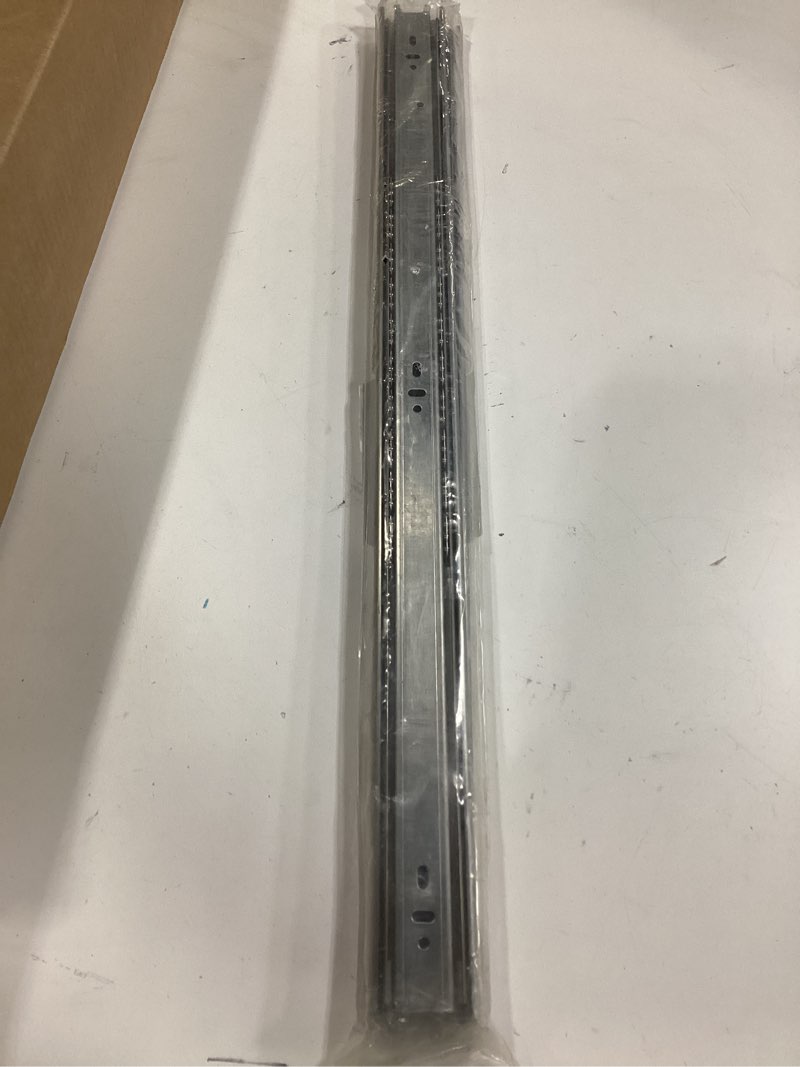 Condition photo showing As Is for BAIDICE 1 Pair Stainless Steel Full Extension Ball Bearing Drawer Slides 8 10 12 14 16 18 20 22 24 Inch 100 LB Load Capacity Side Mount Cabinet Rails Dresser Metal Runners Kitchen Slider Glides