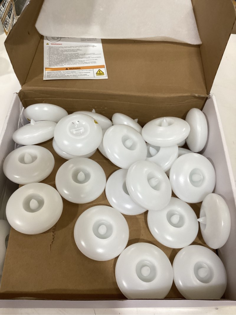 Condition photo showing As Is for homemory 48 pack 3” flameless led floating candles, 200 hour white battery operate waterproof tealights for cylinder vases, centerpieces at wedding decor, party, pool white base 48 pack