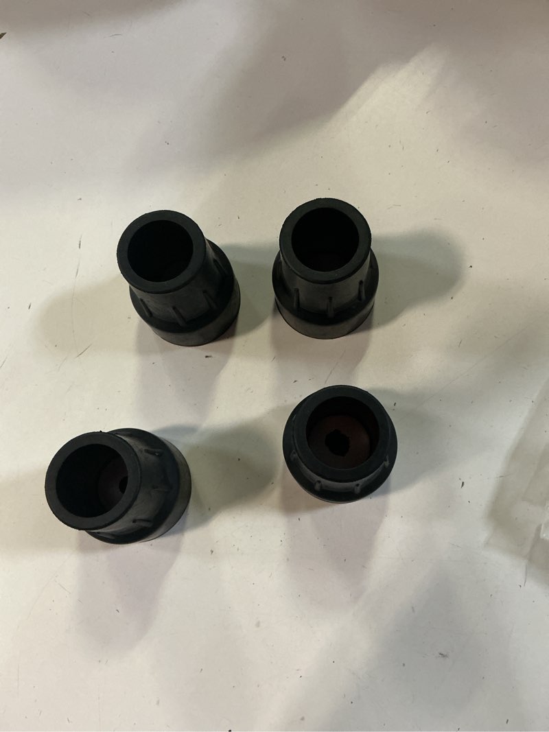 Condition photo showing Good Condition for supregear rubber cane tips 1" (4 x 25mm), heavy duty end stoppers for walking cane, 1 inch replacement feet caps for walkers, commodes, shower chairs,