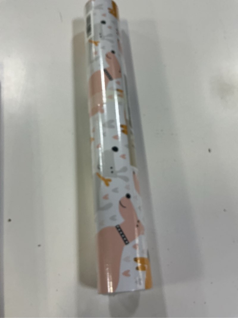 Condition photo showing New/Like New for chihut 17.7”x236” peel and stick cute dog wallpaper removable pastel pink yellow puppy heart print w