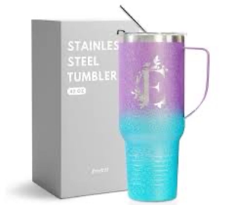 Personalized 40 oz Tumbler with Handle for Women, Monogrammed Travel Mugs with Initials, Unique Gift