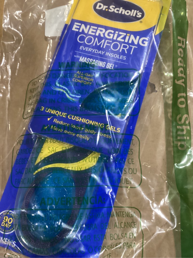 Condition photo showing Good Condition for Dr. Scholl’s Energizing Comfort Women’s Everyday Insoles with Massaging Gel - Clinically Proven, All-Day Energy and Comfort Inserts with Patented Triple Gel Design - Shock Absorbing, Arch Support 1 Pair (Pack of 2) Women (Size 6-10)
