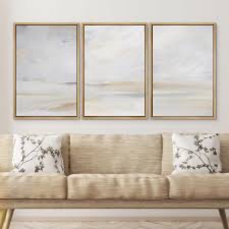 minimal landscape \"muted abstract serene coastal beach framed 3 pieces canvas digital print wall art incomplete