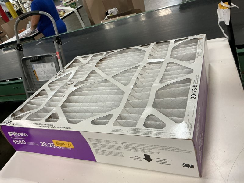 Condition photo showing As Is for filtrete 20 x 25 x 4 (slim fit) merv 12 1550 mpr slim allergen, bacteria and virus electrostatic pleated