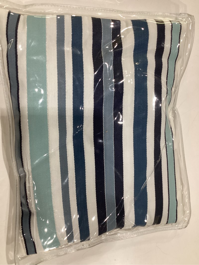 Condition photo showing New/Like New for emanuel yair tallit prayer shawl set with silk embroidered atara | modern stripe design 51" blue tal-1a