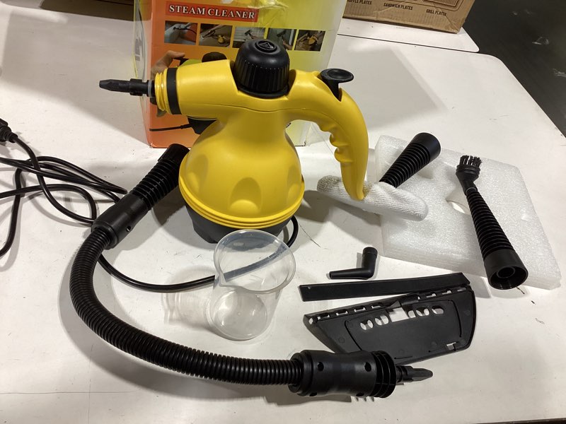 Condition photo showing Good Condition for steam cleaner pressurized handheld cleaner for home with 9pcs accessories, multi-surface and powerful home use steamer for cleaning, car, kitchen, bathroom, shower, window, grime, grease