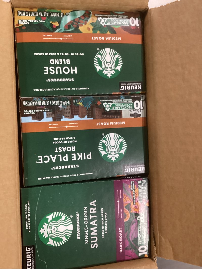 Condition photo showing New/Like New for (Similar to) Starbucks K-Cup Coffee Pods, Dark Roast Coffee, Sumatra for Keurig Brewers, 100% Arabica, 6 boxes (60 pods total) Sumatra 10 Count (Pack of 6)
