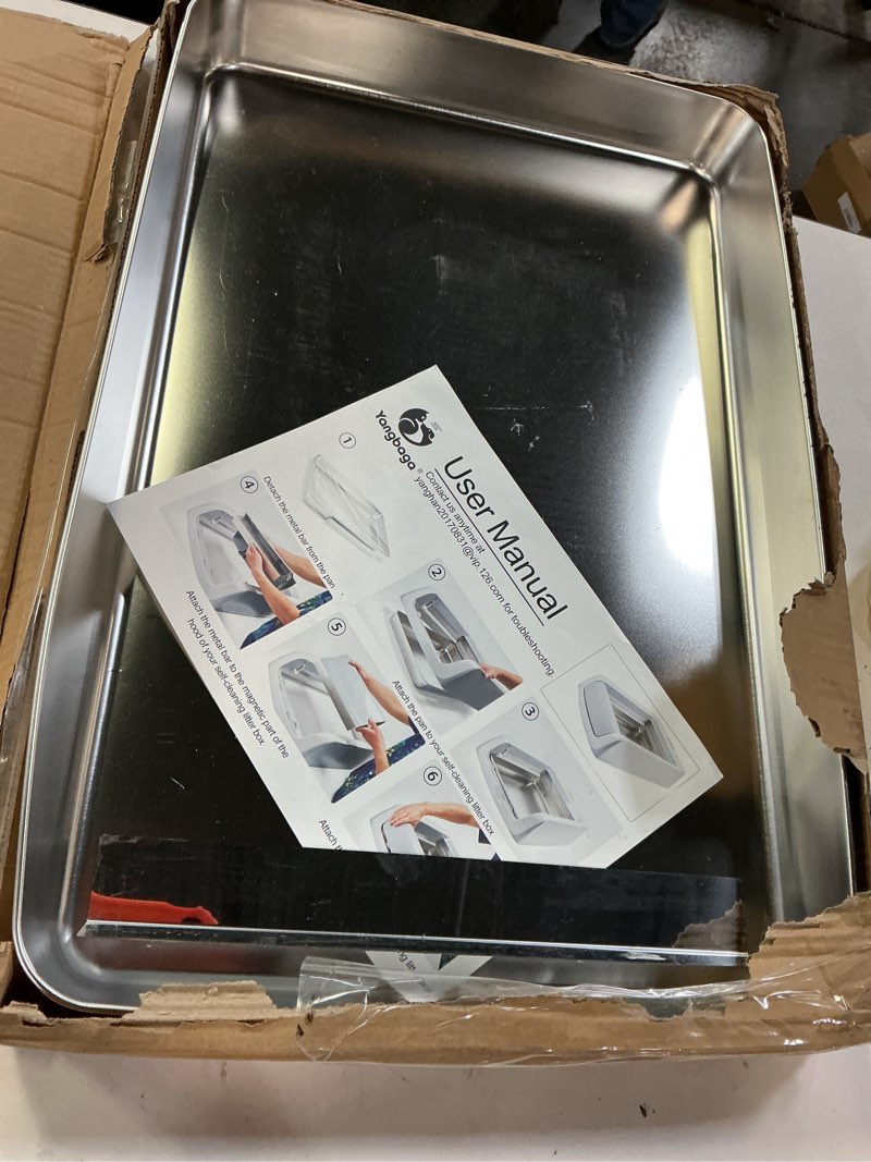 Condition photo showing Good Condition for yangbaga stainless steel reusable litter tray, compatible with petsafe scoop-free self-cleaning litter box, efficient poop collecting design, odor control & rust-proof, money-saving litter box