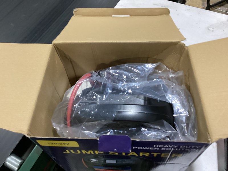 Condition photo showing New/Like New for 8000a 12v/24v jump starter for large gas & diesel engines, heavy-duty portable battery booster pack for trucks, rvs & commercial vehicles with force start, digital display, led light & usb charging black