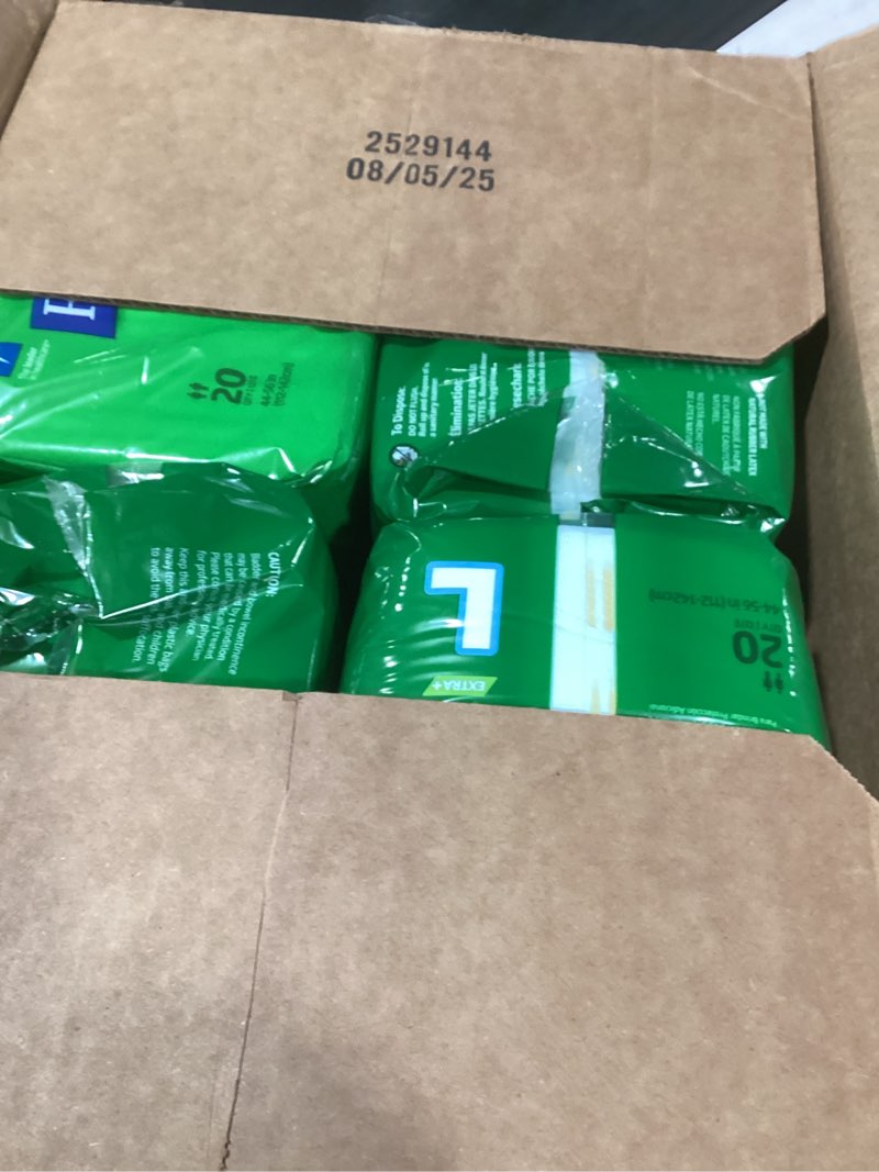 Condition photo showing New/Like New for fitright optifit extra+ adult diapers with leak stop guards, disposable incontinence briefs with tabs, moderate absorbency, large, 44"-56", 20 count (pack of 4)