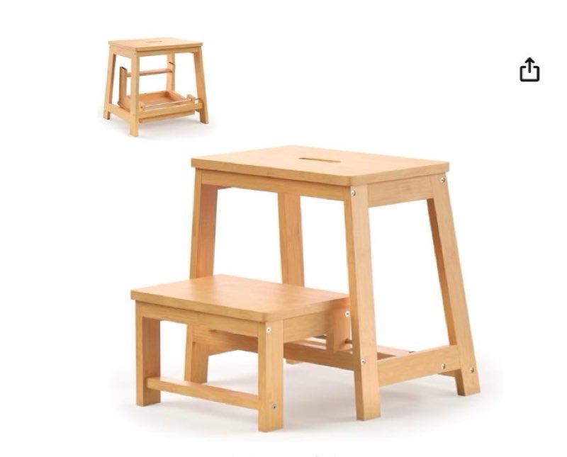 BEKVEM Bamboo Folding Step Stool with Sturdy Structure and Wide Stepping Surface for Safety, Multi-P