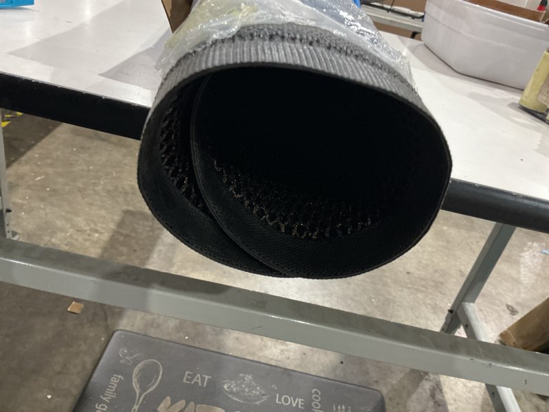 Condition photo showing New/Like New for lumi outdoor door mat traps & hides dirt 32x47, outside entrance, half brown brown half circle 2'8\" x 3'11\" (32\"x47\")