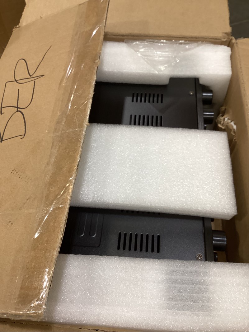 Condition photo showing As Is for pyle 4-channel audio amplifier with bluetooth - home stereo receiver w/ 500w max power - commercial or karaoke - dual mic input with echo, vol, talk-over - aux in - sub out - usb-a mp3 player, am/fm