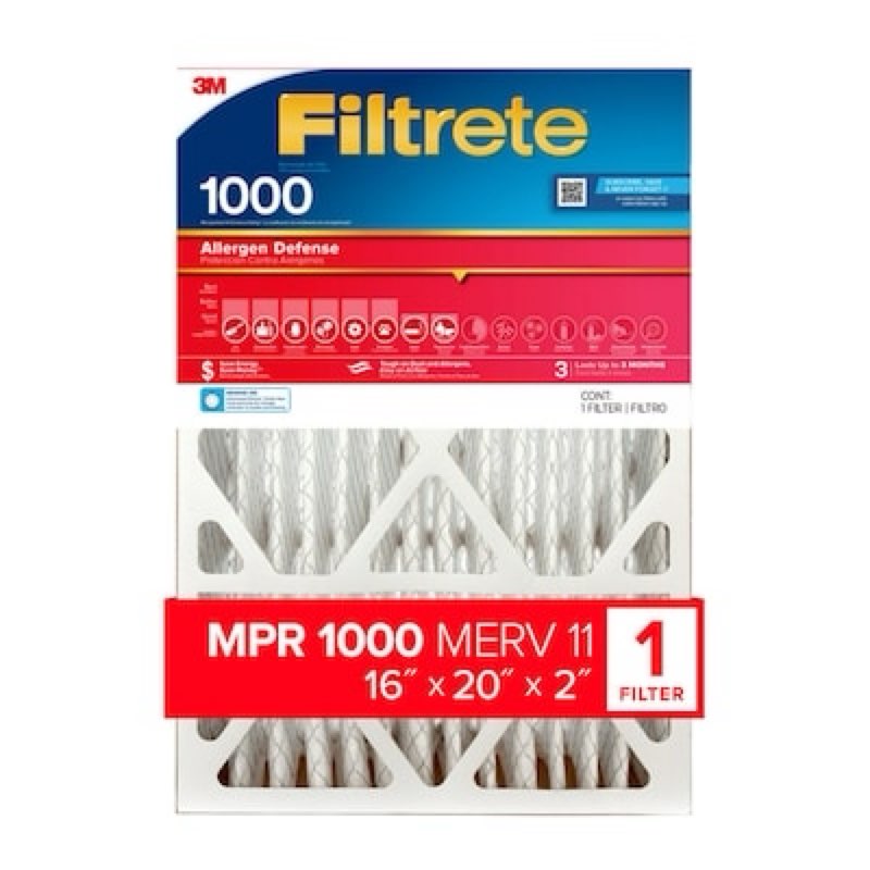 Filtrete 16 x 25 x 2 MERV 11 1000 MPR Allergen Defense Electrostatic pleated Air Filter 2 pack 