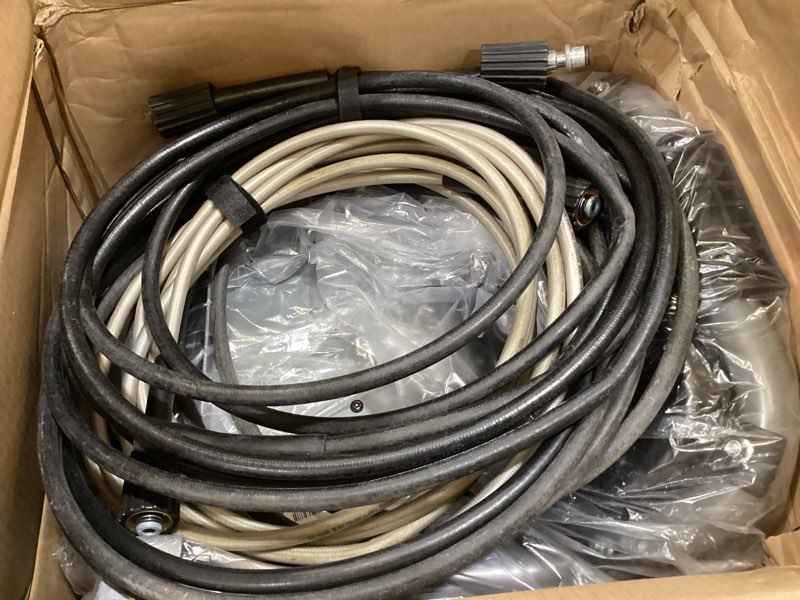 Condition photo showing As Is for westinghouse wpx3400e electric pressure washer, 3400 max psi and 2.0 max gpm, brushless motor, onboard soap tank, spray gun and wand, 5 nozzle set, for cars/fences/driveways/homes/patios/furniture