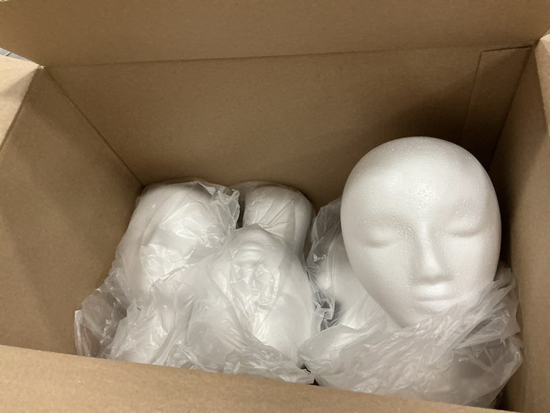 Condition photo showing New/Like New for (4 each) foam mannequin head mold 11.02x6.29x5.51in lightweight wig display stand holder for hats caps hair accessories salon and home use