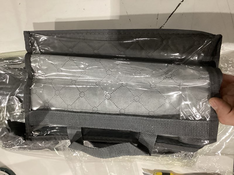 Condition photo showing New/Like New for 4 Pack Dust Bags for Handbags,4 Size Clear Handbag Storage Organizer,Clear Purse Storage Bags with Zipper Handle and Hooks,Dust Cover Bags for Closet Hanging,Purse Protector Bag,Grey