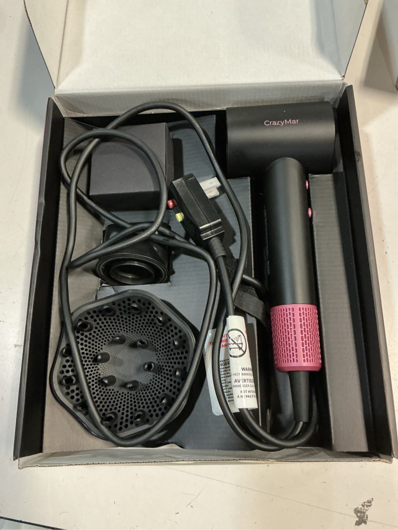 Condition photo showing Good Condition for ionic hair dryer with diffuser and concentrator- 180000 rpm high speed blow dryer, 3 min fast drying, heat-control, low noise, lightweight, salon professional blow dryer for women, men (rose pink)