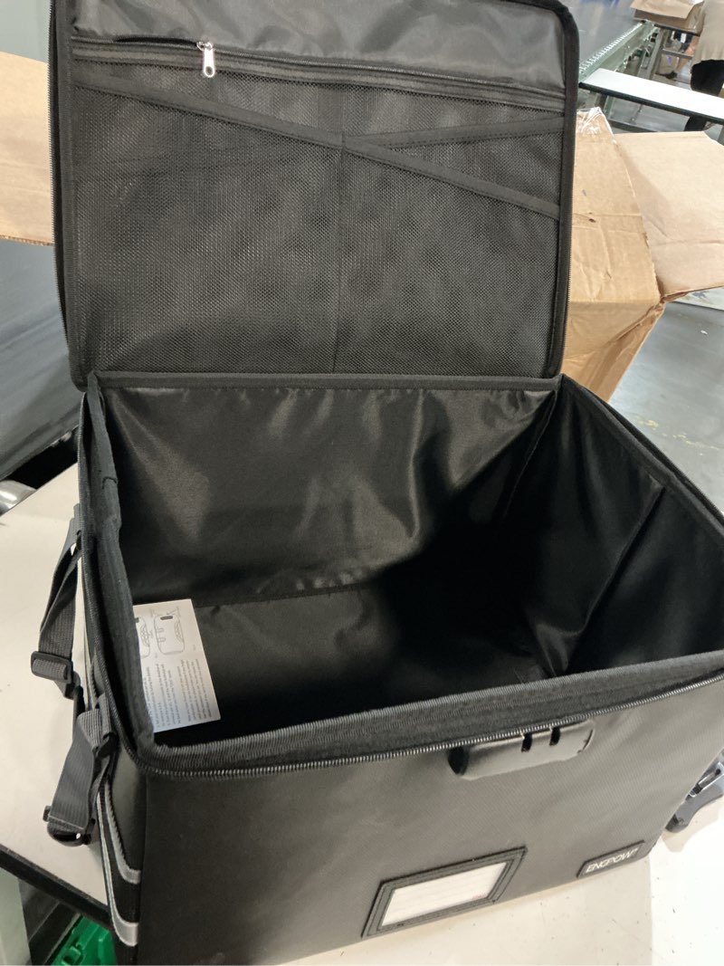 Condition photo showing New/Like New for engpow file box with lock,fireproof document box with zipper?pockets,collapsible file organizer filing storage cabinet with handle,portable home office safe for hanging letter/legal folder,black 15.55" x 12.2" x 10", 1 pack black,grey