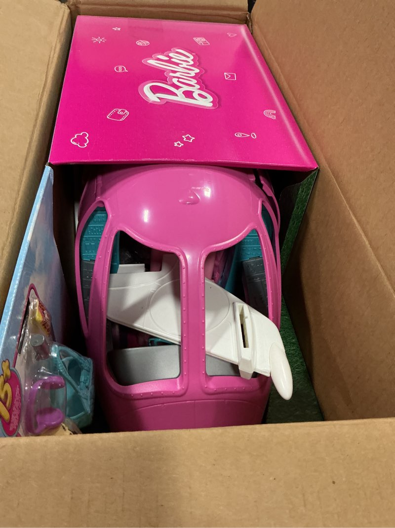 Condition photo showing Good Condition for Barbie Dreamplane Airplane Toys Playset with 15+ Accessories Including Puppy, Snack Cart, Reclining 