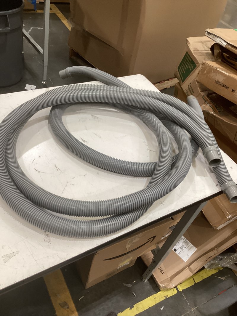 Condition photo showing As Is for 6.5 ft washing machine drain hose, flexible dishwasher drain hose extension kit, universal washer drain,corrugated washer hose with 1 adapter, 2 clamps, 1 u-bend holder