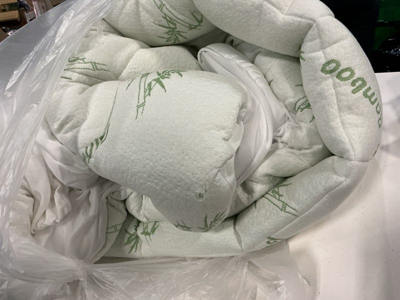 Condition photo showing As Is for Ultra Soft Twin XL Size Mattress Topper - Viscose Made from Bamboo Pillow Top Mattress Pad for Back Pain Relief - Naturally Cooling for Hot Sleepers, Green Green Twin XL