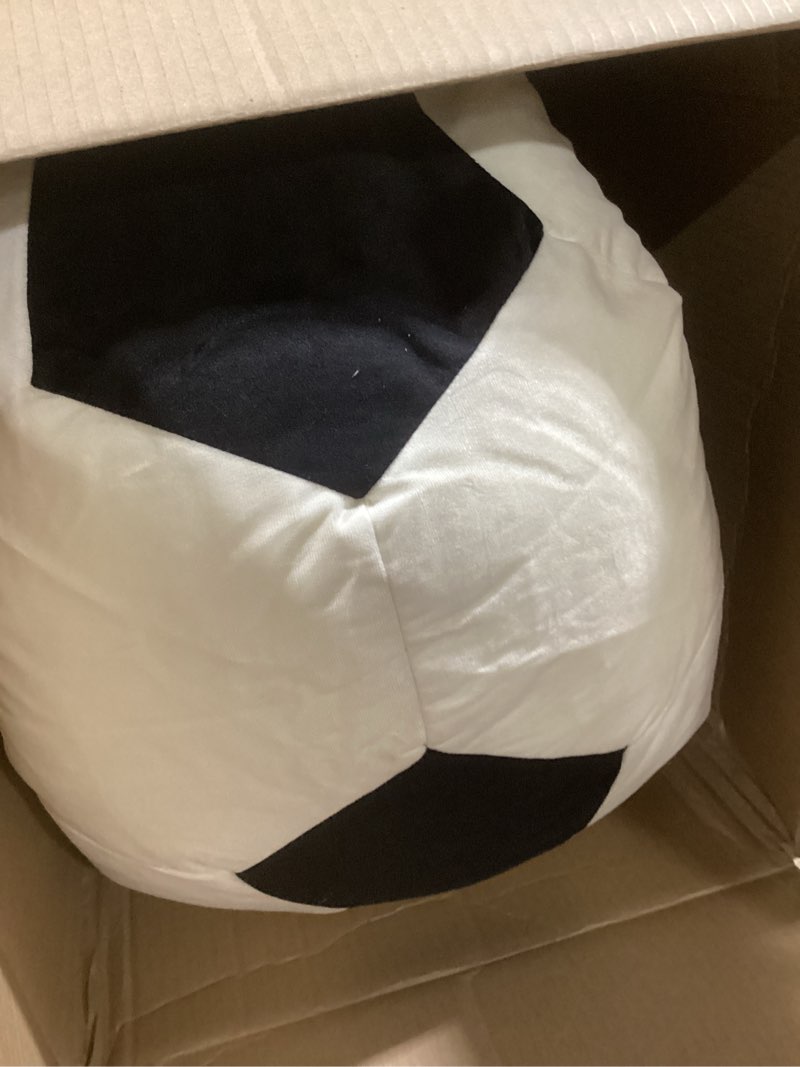 Condition photo showing Good Condition for big joe sports ball child-sized bean bag chair for kids, soccer ball plush, ultra-soft lightweight polyester blend, 2.5 foot refillable soccer ball single sports balls