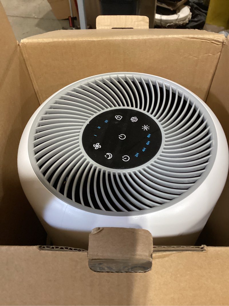 Condition photo showing As Is for levoit air purifier for home allergies pet hair in bedroom, covers up to 1073 ft² by 56w high torque motor, aham verifide, 3-in-1 filter with hepa sleep mode, remove dust smoke odor, core300-p, white