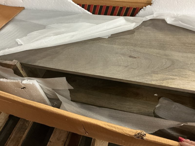 Condition photo showing Good Condition for Benjara Alyona TV Media Entertainment Console, Shelves, Mango Brown, 70 Inch