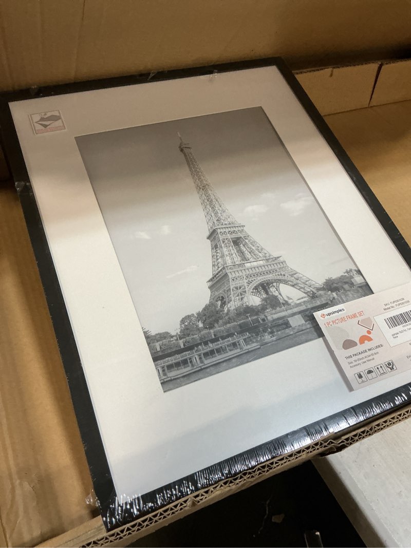 Condition photo showing As Is for upsimples 16x20 Picture Frame, Display Pictures 11x14 with Mat or 16 x 20 Without, Wall Hanging Poster Frame, Black, 1 Pack