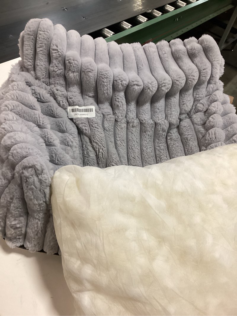 Condition photo showing As Is for Cute Cat Couch Bed for Indoor Cats, Fluffy Pet Cat Sofa with Premium Soft Corduroy Fleece, Cute Small Dog Beds for Small Dogs, Fuzzy Puppy Chair with Removable Washable Cover (24x18x10,Grey) Small Grey