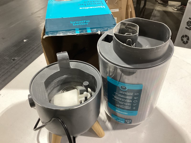 homedics ultrasonic humidifier, bedrooms and home offices, 0.97-gallon tank, 45-hour runtime, visible ultra-quiet cool mist, aromatherapy, demineralization cartridge, night-light, auto-off, white