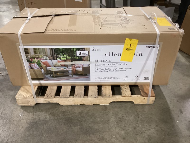 Condition photo showing Good Condition for Allen + Roth Rosedale 2 -Piece Wicker Patio Conversation Set with Navy