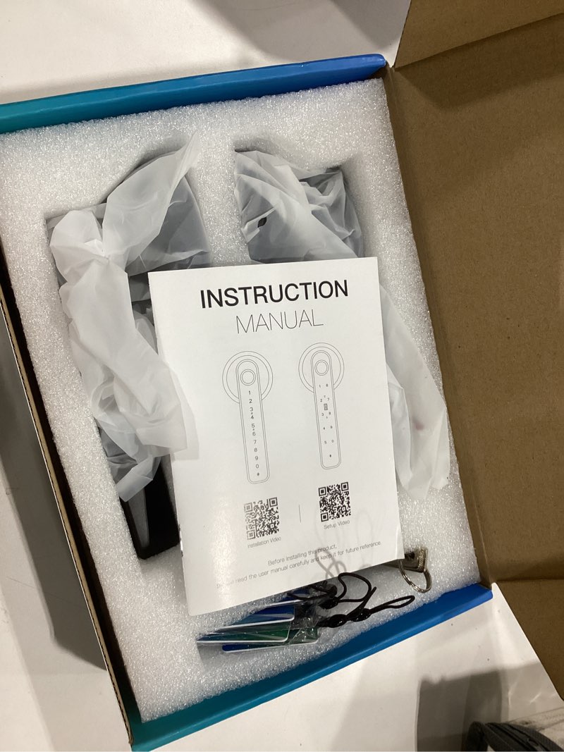 Condition photo showing As Is for Evanshow Fingerprint Door Lock Biometric Door Knob with Keypad Keyless Entry, Door Locks for Bedrooms, Home Hotel Office Apartment None APP