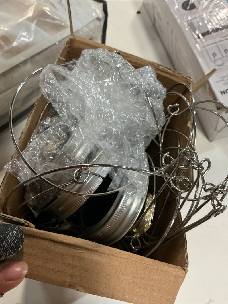 Condition photo showing As Is for znycye mason jar solar lights for outside, 12 pack 30 led fairy firefly lights mason jar solar lids outdoor waterproof string lights with hangers(no jars) for patio garden yard lawn decor - warm white warm white 12 pack