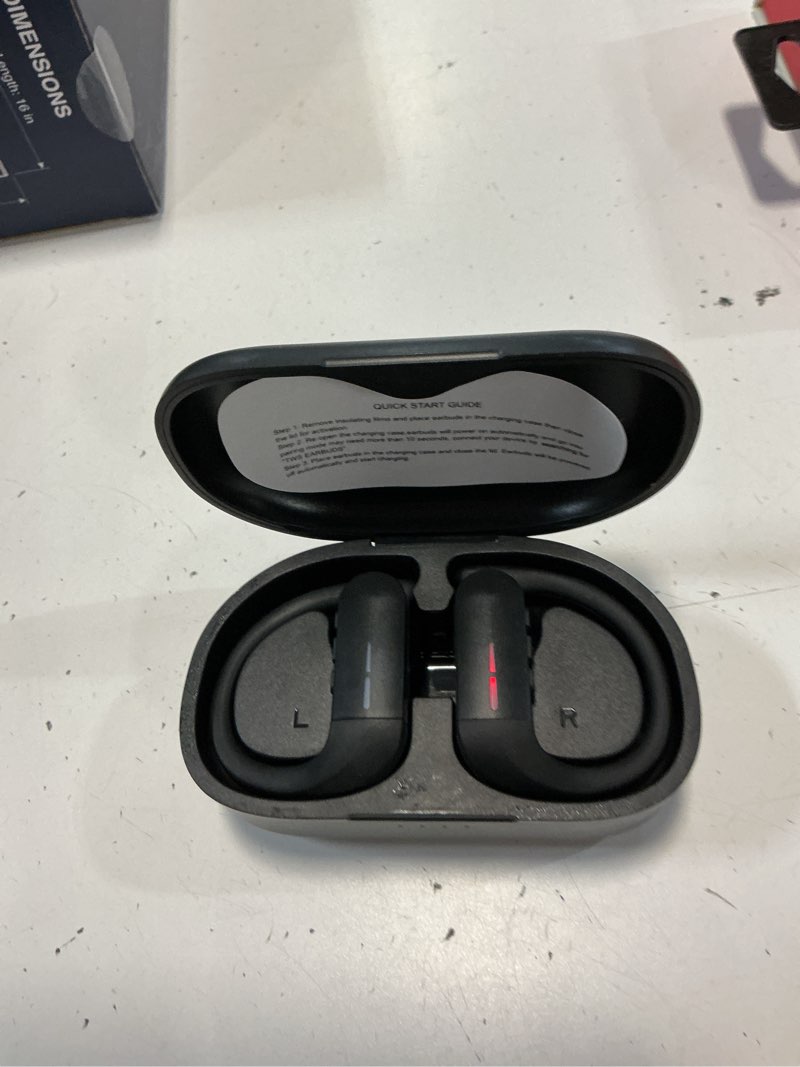 Condition photo showing As Is for sport wireless earbuds bluetooth 5.3, headphones built-in mic in ear sports headset with earhooks charging case for sports ,running, gym, exercise
