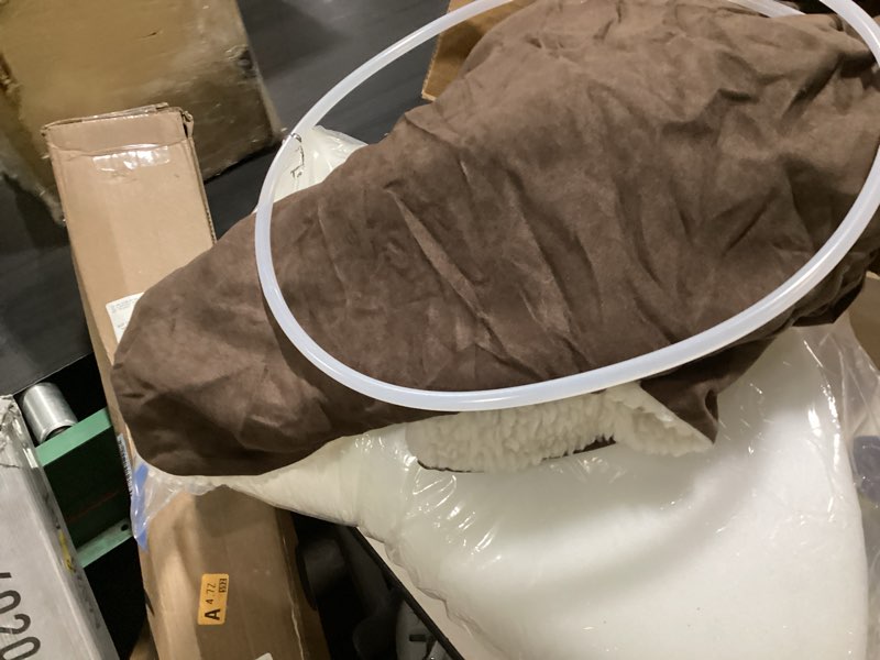 Condition photo showing New/Like New for furhaven 35" round orthopedic dog bed for large/medium dogs w/ removable washable cover, for dogs up to 50 lbs - sherpa & suede snuggery - espresso, 35-inch espresso large