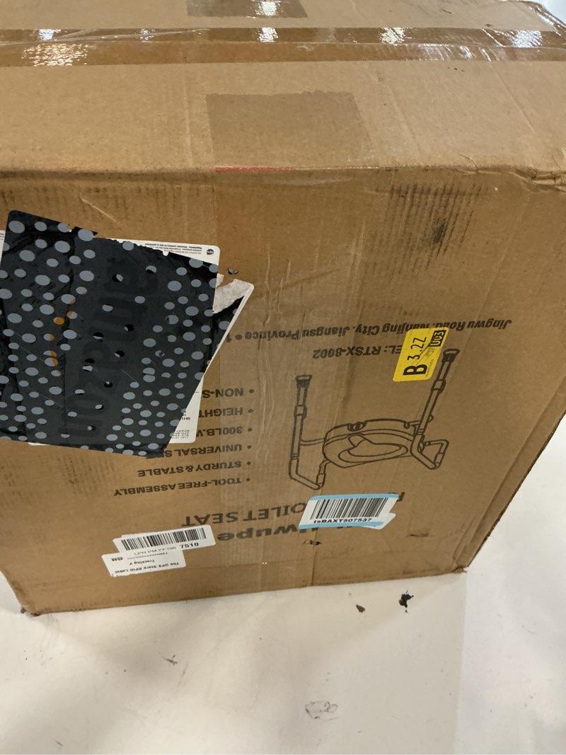 Condition photo showing As Is for raised toilet seat with handles for elderly - toilet seat risers for seniors with adjustable padded arms - elevated toilet safety seat for standard or elongated commode