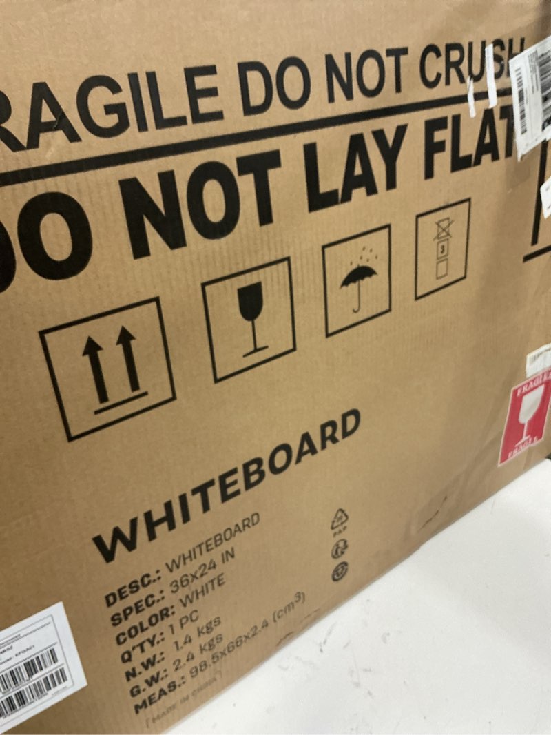 Condition photo showing Good Condition for dumos magnetic white board kit for wall 36" x 24", dry erase board with 1 dry eraser & 2 multicolor markers & 4 magnetic pins, reinforced aluminum frame for home, school, office silver 24 x 36 inch